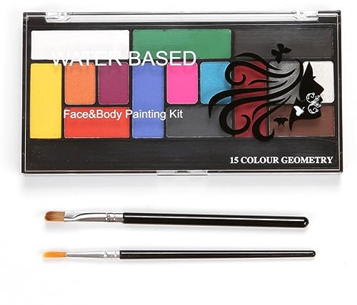 Ghzste 15 Color Water Based Makeup Palette Professional Body Painting Palette with Quick Drying, Non Fading for Halloween, Birthdays, and Holidays