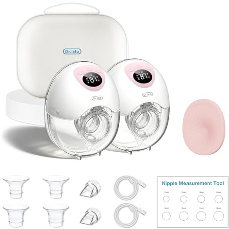 Dr.isla Extractor de leche eléctrico portátil, 3 modos y 9 niveles, ligero de 230 g, manos libres, ajuste cómodo, silicona sin BPA (rosa)