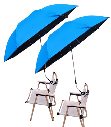 2PCS Paraguas para Silla con Abrazadera Portátil Sombrilla universal para silla de playa Ajustable 360° con protección UV para silla de patio,silla de ruedas,silla de camping,carritos de golf