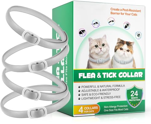 Collar for Cats, 4 Pack Collar for Kittens & Adult Cats, Adjustable & Waterproof Design (Grey)
