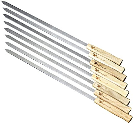 G & F 25618 17-Inch Long, Large Stainless Steel Brazilian-Style BBQ Skewers, Kebab Kabob Skewers, Half-Inch Wide Blade, Set of 8, wth heavy duty Travel Bag
