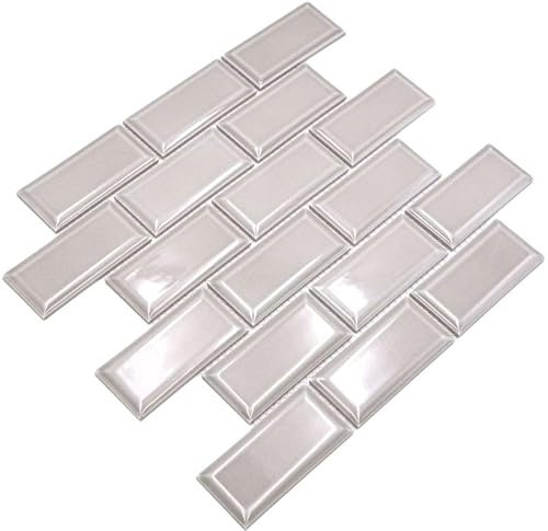 Metro Subway WB26M-0202 - Piastrella in ceramica a mosaico, colore: grigio pietra per parete bagno, doccia, cucina, specchio, rivestimento per vasca da bagno