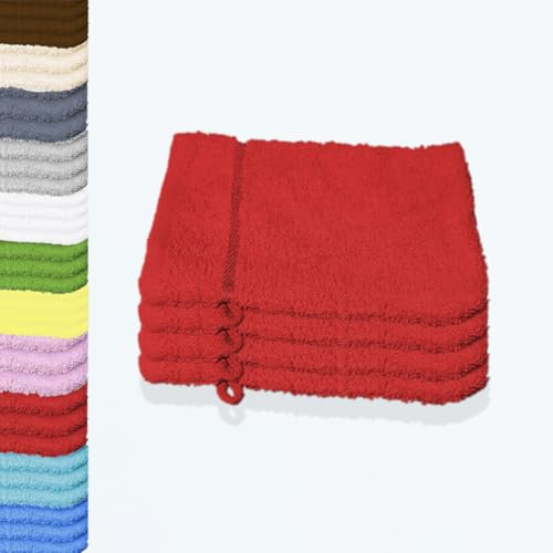 Style Heim 4 Stück Waschlappen Waschhandschuh Frottier aus Baumwolle ca. 15x21 cm 480 g/m² Rot