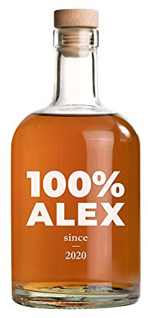 AMAVEL Glasflasche mit Luftdichtem Stopfen und Personalisierter Namensgravur, Dekorativer Dekanter für Gin und Cognac als Geburtstagsgeschenk, 700 ml