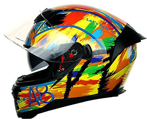 Integral-Motorradhelm, Dual-Visier-Klapp-Front-Motorradhelm, DOT&ECE-Zugelassener Motocross-Rennhelm, Herren Damen Fahrer Sporthelm,A8,L