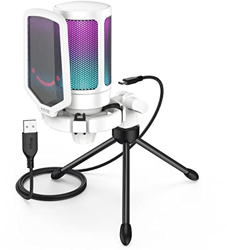 FIFINE AmpliGame A6VW Condenser USB Desktop Microphone for Gaming PC/PS5