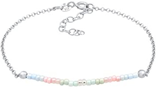 Elli Bracelet femme perles pastel en argent 925, 160, Verre Plastique Métal Argent sterling Pierre