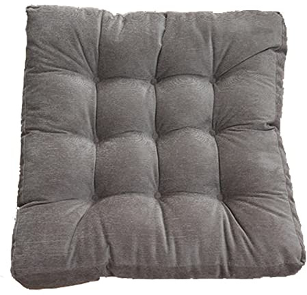 ZOCIS Cojín cuadrado grande para silla, 10 cm de grosor, 55 x 55 cm, cojín de suelo sólido, cojín suave para yoga, meditación, sala de estar, balcón, comedor, jardín, gris, 1 unidad