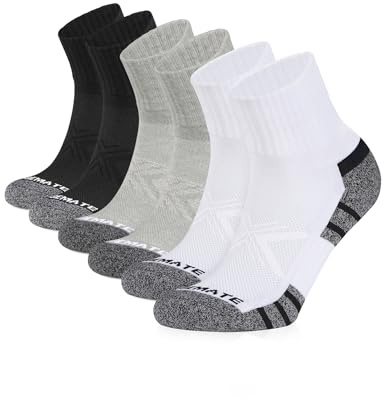 CLOSEMATE 6 Paia Calze Corte Uomo di Cotone Calzini Sportivi in Spugna per Corsa Quarter Running Socks 2Nero-Blu 2Bianco-Grigio 2Grigio L