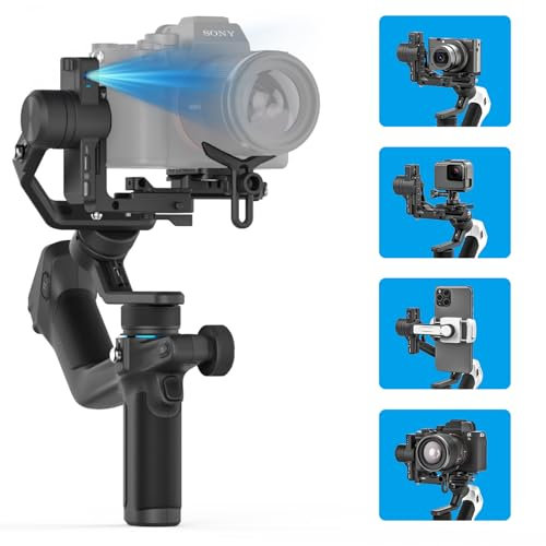 Feiyu SCORP Mini 2 KI-Tracking Stabilisator Gimbal für Kamera, iPhone & Actioncam – Mit AI-Tracking, Handgestensteuerung & Dual-Grip-Design – Max. Traglast 1,2 kg - Schwarz