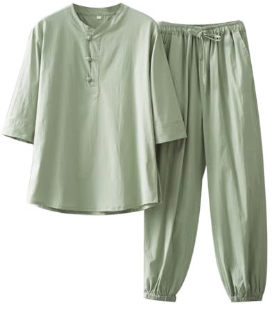 MYIESAXL Lockerer Kampfsport-Anzug – Damen Tang-Anzug Kung-Fu-Uniformen, Baumwoll-Leinen-Tai-Chi-Uniform, Langärmelige Hosen, Mantel, Oberteile, Qigong-Kleidung