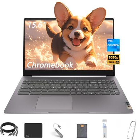 Lenovo IdeaPad 3i 15.6 FHD Chromebook, Intel Celeron N4500, Intel UHD Graphics, 4GB RAM, 64GB eMMC, HDMI, Bluetooth, Chrome OS, Arctic Grey, with 5ave 6-in-1 Accessory Kit