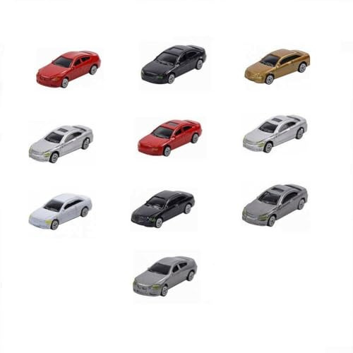 Accesorios de diseño de tren de construcción de coches modelo pintado a escala HO, 10 coches incluidos (10 piezas 1:87)