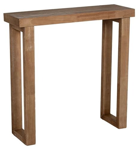 DRW Consola Consola Mesa de Entrada de Madera en Natural 80x25x80 cm