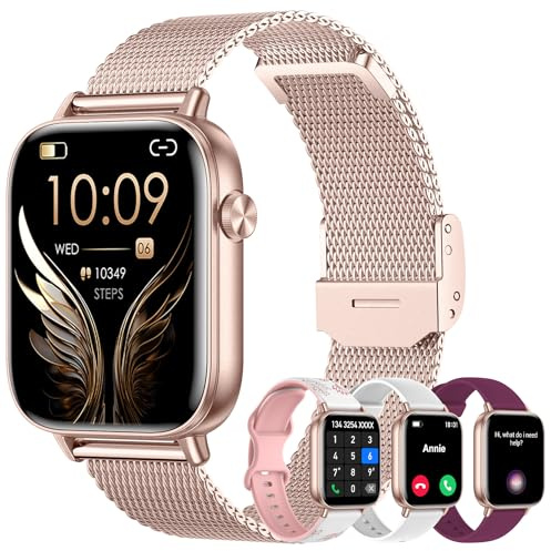 Betatree Smart Watch da donna (rispondere/effettuare chiamate), touch screen da 1,8 pollici, fitness tracker con 4 cinturini, monitoraggio della frequenza cardiaca/sonno/passi, oltre 100 modalità