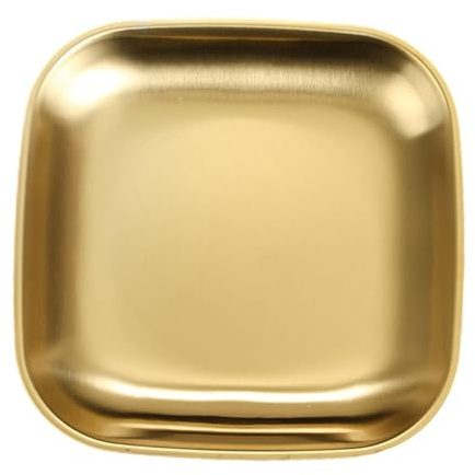 Fenteer Plato de Acero Inoxidable Plato de bistec Bandeja de empanado para el Comedor de Cocina, Oro