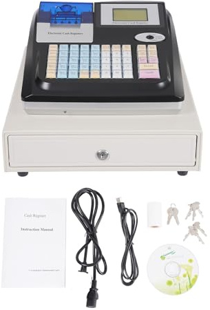 240V Electronic Cash Register , Cash Machine Support Cash, Credit Card, Foreign Currency , Shop Till Two-Way Display Purple Light Banknote Detector 48 Keys Basic Cash Register For Small Business