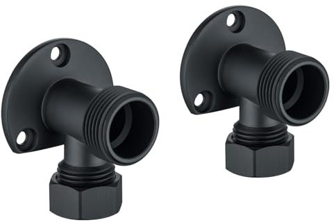 Backplate Wall Elbows, Thickened and Heavy Brass Material, Shower BAR Valve TAP External Pipe Work Wall Mount Backplate Wall Elbows Matte Black