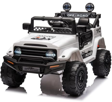 Garvee 12V Voiture Électrique pour Enfants, Véhicule Électrique Enfant avec Suspension à Ressort, Télécommande, LED, 3 Vitesses pour Enfants 3+ Ans