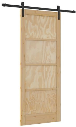vidaXL Porta Scorrevole con Set di Ferramenta 83x202 cm Legno Massello di Pino