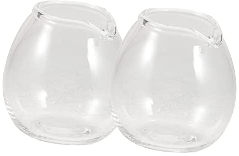 BAZEITFLOW 2 st mjölkkanna i glas med pip mini kaffe och kryddkanna kompakt mjölk skummande för sojasås och kaffeservering