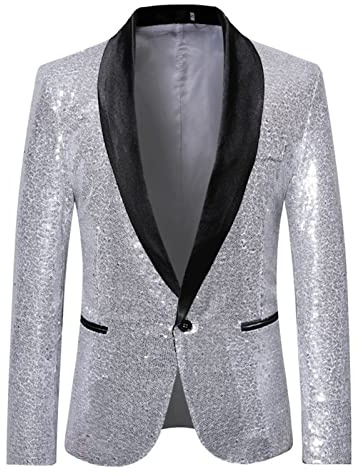 Paljettkavaj herr slim fit vardaglig modern kavaj lätt normal passform män vår snygga jackor kavaj för bröllop fest examen affärer