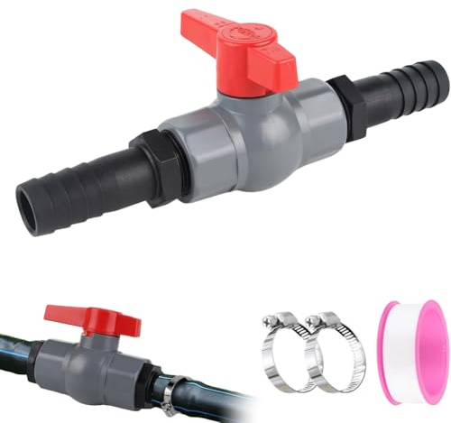 Slangkontakt kulkran, PVC-kulventil 33 mm, avstängningsventil pool med inre gänga 33 mm och slanghylsor 25 mm, poolslangkontakt för pool, dammbyggnad, akvaristik (25 mm)