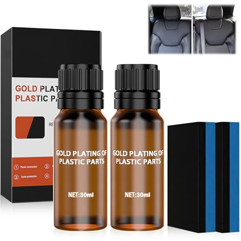Traboto Lot de 2 pièces en plastique - Revêtement cristallin - 30 ml - Avec éponge - Nettoyant intérieur de voiture - Nettoyant de polissage - Rénovateur plastique - Pour cockpit, intérieur et
