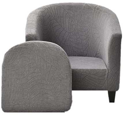 2-delad klädsel for klubbstol, Stretch vattentät badkarstolsöverdrag, avtagbart tvättbart överdrag for fåtöljssoffa, Möbelskydd for Round Barrel Stol for vardagsrum, kafé, hotellbar(Dark gray)