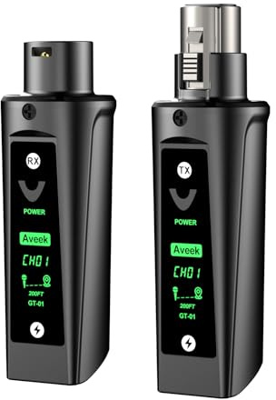 Aveek Trasmettitore/Ricevitore Wireless XLR per Micro Dinamica,portata 60m