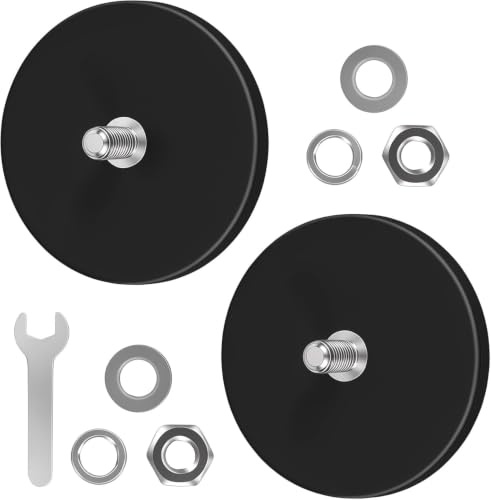 Dexpally 2 Imanes Neodimio 66mm con Goma Imanes Fuertes Antiarañazos con Rosca M8 Para Cámaras Automóvil Lámparas -Alcanza Los 30kg