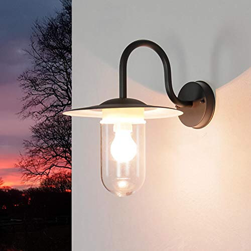 Licht-Erlebnisse Außenwandleuchte Metall Glas in Anthrazit IP44 Outdoor Garten T:34 cm E27 wetterfest Maritime Außenlampe Terrasse GÖTEBORG