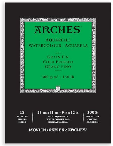 ARCHES Block Enc 23 x 31 12H Aquarelle 100% fein 300 g weiß