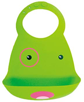 Waterproof Baby Silicone Bibs, Treer Soft Adjustable Roll up Feeding Bibs Drool Bibs Wipe Clean with Food Catcher Pocket for Infants Toddlers (30x23cm,Green Puppy)