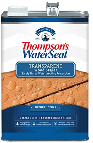 Thompson's WaterSeal Transparent Wood Treatment, Waterproofing Wood Stain and Sealer, Natural Cedar, 1 Gallon