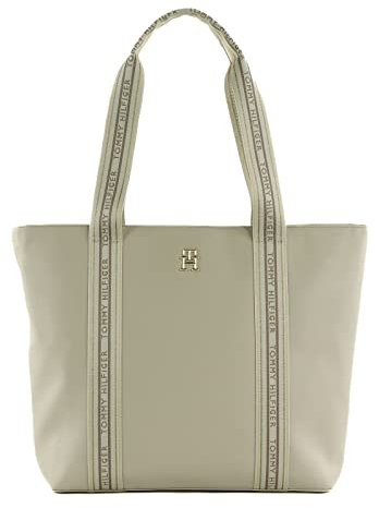 Tommy Hilfiger Damen Tote Bag Tasche Tommy Life Shopper CB mit Reißverschluss, Elfenbein (Feather White/Oatmilk Mix), Einheitsgröße