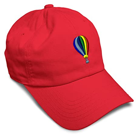 Soft Baseball Cap Colorful Balloon Embroidery Hot Air Ballooning Hot Air Balloon Embroidery Twill Cotton Dad Hats for Men & Women Red Design Only