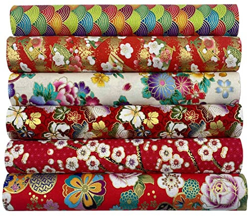 EDGEAM 6 Stück Baumwollstoff Patchwork Stoffe Nähstoffe 40 x 50 cm Bedruckte Baumwolle Stoffpaket zum Nähen für DIY Handwerk (Bunt A)
