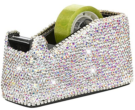 Blueshyhall Bling Bling Klebebandspender mit Strass, Klebebandspender Glitzer Diamant Klein, Bling Desktop Tape Dispenser, Klebebandspender Lustig(AB Mehrfarbig), ST-T1962
