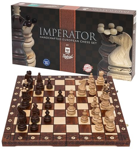 Schach aus Holz Imperator - 52 x 52 cm Geschenkverpackung - Schachbrett & Schachfiguren Edel aus Holz