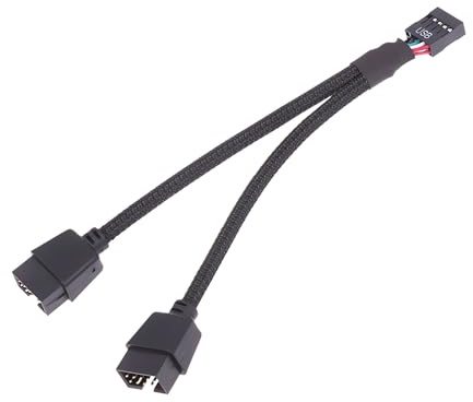 iHaospace Divisor USB 2.0 de 9 pines para placa base USB 1 a 2 9 pines, 9 pines, 9 pines, USB 2.0, cabezal de nailon trenzado, para placa base interna de ordenador