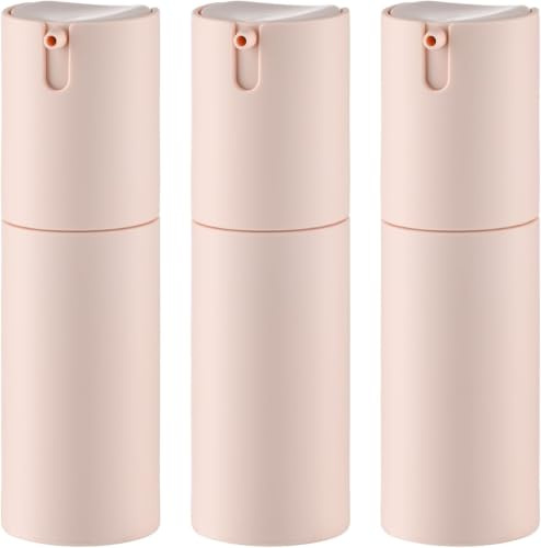 Lulupack 28 ml luftlösa pumpflaskor, resebehållare, hudvårdsbehållare för fuktkräm (plast, matt rosa, 3 st)