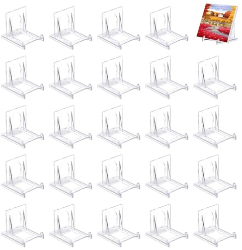 NUWIQ 24 Piezas Soportes Caballete de Exhibición, 6.5*5*5.5 cm Soportes para Placas de Acrílico, Soportes para Platos Decorativos Transparentes, para Fotos Y Otros Pequeños Objetos de Colección