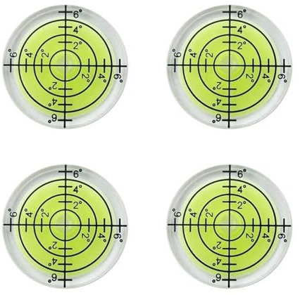 4 Pièces Ø 32 mm Niveau à Bulle Rond Mini Niveau à Bulle Petit Niveau a Bulle Niveau à Bulle Précision Mesure Rond à Bulle Niveau Croisé Étanche Et Incassable Pour Camping-car, Camping-car, Meubles