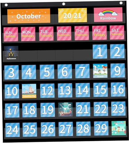 Calendario della classe Calendario tascabile, in classe 25x24 pollici con 104 carte, tasca tascabile in con ganci, per, forniture per la scuola