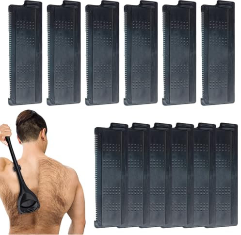 NHQZ 12 Stück Ersatzklingen Set, Rückenrasierer, 9 * 3Cm Rückenhaar Und Körperrasierer Ersatzkartuschen Für Rasierklingen, Kompatibel Mit Bakblade 2.0, 3.0 Und 2.0 Elite Rasierer(B)