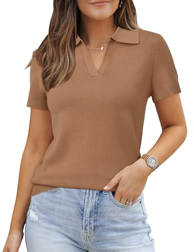 Arach&Cloz Maglione da donna in misto lana alla moda 2026 primavera collo polo business casual top abiti eleganti, S
