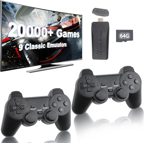 Whatsko M8 Console de Jeux, 20 000+ Jeux 9 Émulateurs, avec 2 manettes sans Fil,Plug and Play HD 4K, Cadeau pour Enfants et Adultes