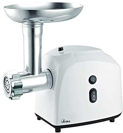 Ardes AR7440 Tritacarne Elettrico Lama a Stella in Acciaio Inox, Motore con Funzione Reverse, Accessori per Insaccati e Kibbe 250W Bianco/Inox