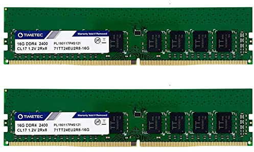 Timetec Hynix IC DDR4 2400MHz PC4-21300 Unbuffered ECC 1.2V CL19 288 Pin UDIMM Server Memory RAM Module Upgrade (2400Mhz 32GB Kit(2x16GB))
